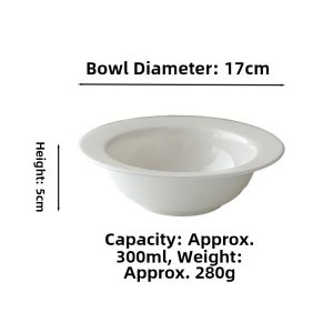 Nordic INS Style Pure Color Texture White Porcelain Straw Hat Small Bowl Breakfast Bowl Yogurt Cereal Fruit Salad Bowl