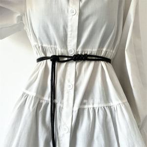 New 2025 Womens Soft Leather Rope Belt Waist Cincher Summer Dress Shirt Waist Cord Accessory High-End Sensation Thin