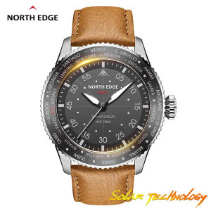 NORTH EDGE 2024 MACH Solar Power Quartz watch Men Waterproof 50M Mens Pilot Sports Wristwatches Luminous Enviormentally Clock