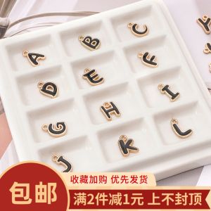 Black Alloy Letter Pendants DIY Handmade Necklace Bracelet Earring Mobile Phone Chain Materials Accessories Irregular Drop Oil