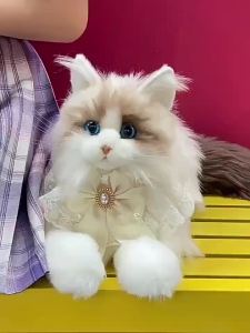 Lifelike Plush Toy Cat Soft Simulation Cat Doll ChildrenS Gift Elderly Companion Comfort Cute Pet Modeling Doll