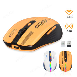Wireless 2.4G LED Backlit Mouse For Laptop Notebook Computer PC Rechargeable Ergonomic Slim Silent Blue-white Color
