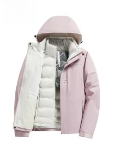 แจ็คเก็ต down เสื้อผ้ากันหนาวสำหรับผู้หญิง JEEP SPIRIT 2024 รุ่นใหม่ 3-in-1 ด้านในถอดได้ กันลม หนา ทรงหลวม แขนยาว ปกขนสัตว์