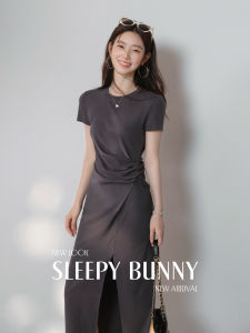 Mature Elegant Side Slit Waist-Hugging Round Neck Sleeveless Long Dress for Summer