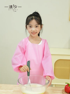 Childrens Apron Portable Independent Packaging Apron Cover Waterproof Oil-Proof Sleeved Apron