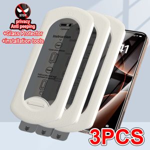 Anti peeping Screen Protector for iPhone 16 13 12 14 15 ProMax 14Plus 3Pcs Dust FreeTempered Glass With Alignment Mounting Cover