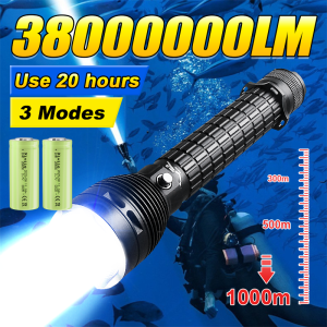 NEW 38000000LM Most Powerful LED Diving Flashlight Professional Dive Torch Rechargeable Diving Lamp Fishing Underwater Lantern