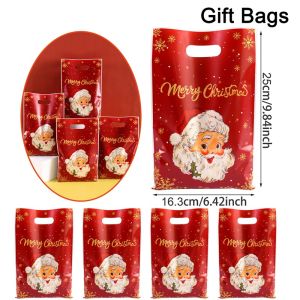 10/20/50pcs Red Santa Claus Gift Handheld Bags Christmas Candy Cookie Bags Xmas Gifts Packaging Christmas Decorations 2025 Home