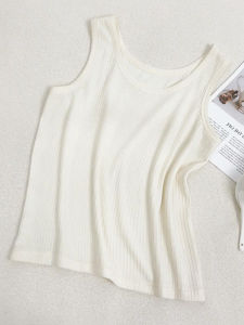 พลัสไซส์ ผู้หญิง เรียบง่าย หลอดลายทางสีทึบ เสื้อท่อนบน เสื้อกั๊ก ฤดูร้อน พรางหุ่น ชั้นฐานปกปิดไขมันใต้วงแขน แขนกุด เสื้อท่อนบน