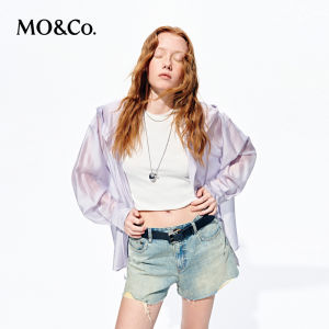 MO&Co. | Cool Lightweight Loose Hooded Translucent Tencel Shirt