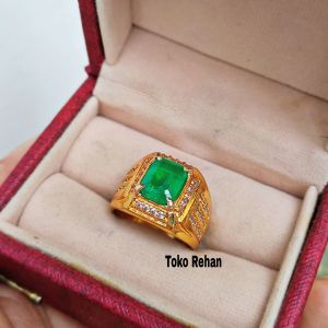 Cincin Batu Zamrud Super Mewa Elegan