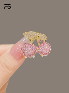 Delicate Pink Rhinestone Cherry Hair Clip Adorable Princess Side Bangs Hair Clip Small Elegant Hair Accessories for Girls