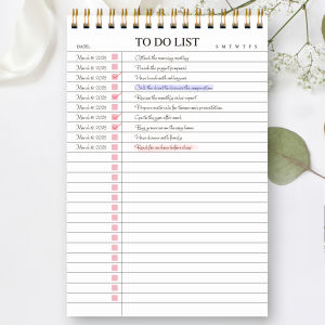 A5 To Do List Notepad Spiral Planner Undated Daily Task Pad 52 Pages Checklist Notebook Minimal Organizer for Work Home