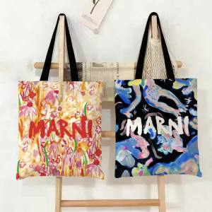 M-MARNI Fashion Luxury Storage Bags Large Eco Friendly Capacity Canvas Shopping Bag Shoulder Handbag Daily Use