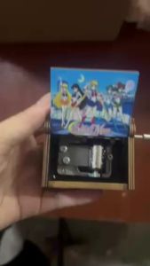 Bandai | Anime Cartoon Sailor Moon Hand-cranked Music Box Kawaii Painted Ornament for Wooden Music Box Childrens Girl Christmas Gift