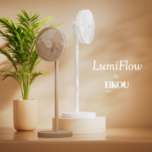eikou 14" LumiFlow Standing Fan (Frosted White)
