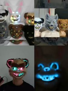 Itaewon Bloody Rabbit Animal Mask Masquerade Colorful Luminous Mask Halloween Party Spoof Props