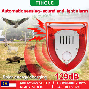 TIHOLE Solar light automatic Motion Sensor detector Alarm Lamp with Barking Dog and Gunshot Sounds Waterproof and Energy Efficient Outdoor Siren Alarm Solar Sirena Fanairana For Home Security Lampu Isyarat Pencuri Solar dengan Sensor