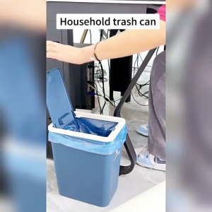 16L Large Trash Can With Cover Trash Bin Garbage Bin Press-Type Rectangular For Kitchen Bathroom