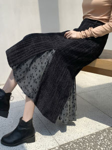 High Waist A-Line Midi Skirt for Women Spring Autumn New Style plus Size Vintage High Design Sense Split Korean Version Floral