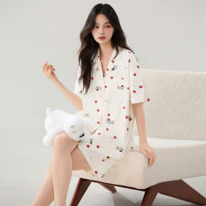 Miiow | Pure Cotton Summer Sleepwear Womens Soft Breathable Short Sleeve Shorts Sweet Home Clothes Set MiiOW Cat Person Brand