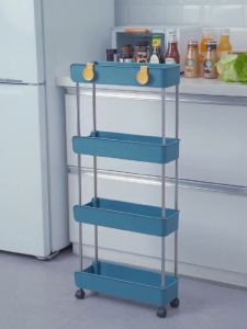 Rak Dapur Rak Serbaguna Troli Dapur Multifungsi Tempat Penyimpanan Dengan Roda 4tingkat