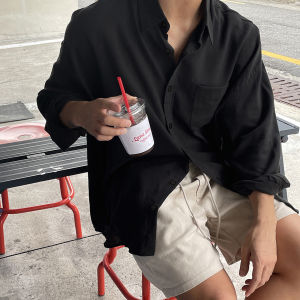 White Cotton Linen Feel Casual Loose Fit Lightweight Mens Long Sleeve Shirt Spring Summer Trendy Outerwear Jacket