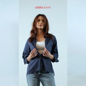 Logo Jeans Kemeja Wanita Raquel Navy 24998L5NA
