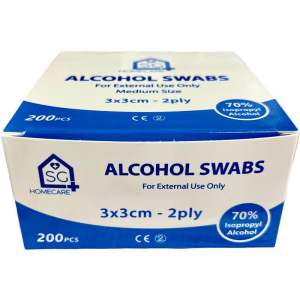 Authentic SG Homecare Medical Alcohol swab / Alcohol pad (4x4cm 2ply) or (3x3cm 2ply) A