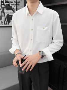 Retro Workwear Shirt Mens Slim Fit Cotton Corduroy Long Sleeve Autumn Style Fashionable Versatile Warm Shirt Pure Color