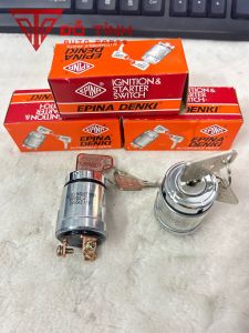 Ổ khoá điện ô tô máy công trình. Khoá đề 3 chân DENKI Thái Lan cổ ngắn hàng xịn.
