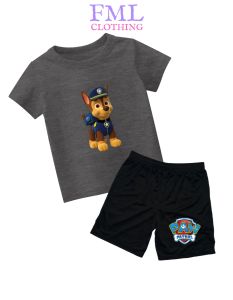 Setelan Kaos Anak-Anak Gambar PAW Patrol Police Chase (usia 2-10 Tahun) Katun PE