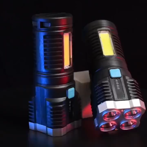 Senter LED Cas Super Terang Jarak Jauh + COB 4 Mode Emergency USB Rechargerable / Senter Tangan Terang