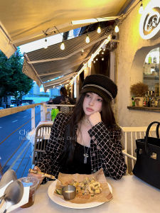 Chien Cashmere Woolen Checkered Autumn Winter Short Coat Womens Set High Fashion Color Collision Miss Rich Style Outerwear