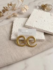 Minimalist Gold Color Stainless Steel Earrings Unique Tapered Nautilus Shape Whirlpool Stud Earrings Gift