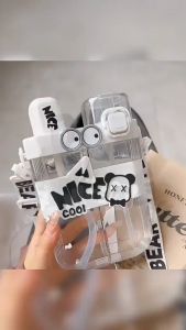 Botol Minum Black White 2 Cara Minum + Tali Panjang Dengan Pengunci 620ML 377