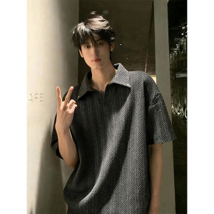 Wheat Pattern Grey Polo Shirt Short Sleeve
