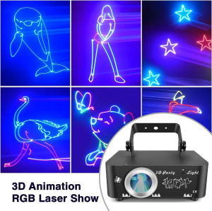 RGB Animation Laser Light DMX 500mW Beam Scanner Laser Light Projector 3D Laser Light DJ Disco Bar Club Party Wedding Shows LSD5