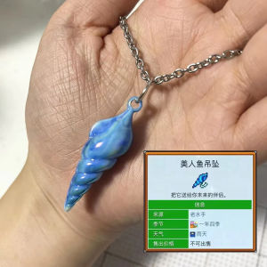 Game Stardew Valley Mermaids Pendant Cosplay Necklace Cute Blue Screw Pendant Necklace Jewelry Gift For Boyfriend