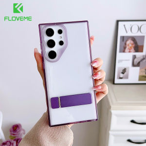 FLOVEME Invisible Metal Bracket HD Clear Phone Case For Samsung Galaxy S23 Ultra S23+ Plus 5G Transparent Acrylic Hard Shockproof Back Cover For Samsung S23