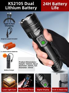 Rechargeable Super Bright Zoom Handheld Flashlight