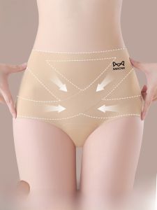MiiOW | Cat Woman High Waist Abdomen Control Silk Antibacterial Extended Crotch Breathable Triangle Womens Underwear Summer 2025