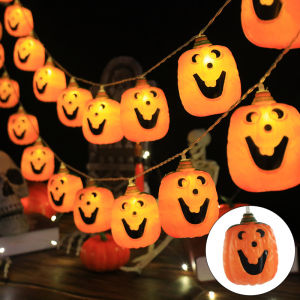 Halloween 3D Pumpkin String Lights Warm LED Fairy Lights Battery Operated Decor Lights for Halloween Party Yard Decorations