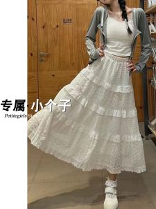 Váy Chữ a Dài Vừa Phải Xếp Ly Mềm Mại Cho Nữ Mùa Xuân 2024 Váy Ngắn Xếp Ly Cao Eo Cạp Cao Họa Tiết Hoa Phong Cách Hàn Quốc