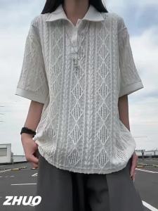 ZHUOCAN | Lace Hollow Breathable Polo T-Shirt