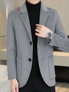 HENGYUANXIANG | Double-Sided Woolen Coat For Men Casual Thickened Business Style Autumn Winter New Fashionable City Outfit With Suit Collar