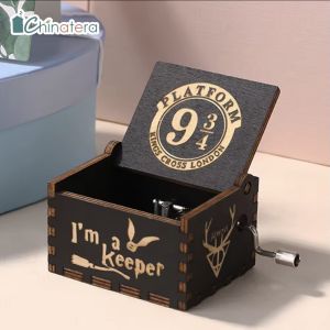 Vé Tàu Harry Potter 3/4 Wood Hand-cranked Music Mini Music Box Creative Gift Music Box Wooden Music Toy for All Ages