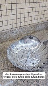 Alas Tatakan Kukusan Bentuk Bunga Fleksibel Steamer Stainless Multifunctional Retractable Tatakan Kukusan Serbaguna Bisa Dilipat Pengukus Makanan Model Bunga HHG