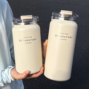 1.2L/1.5L Large Capacity Stainless Steel Insulated Water Bottle - with Wide Handle Portable Outdoor Large KettleHiking Bottle