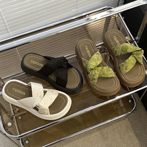 Womens Summer Outdoor Sandals Thick Bottom Casual Beach Slippers Fashionable All-Match Chinese Style Single Strap Slippers